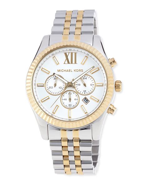 michael kors womens lexington watch two tone|Michael Kors chronograph gold.